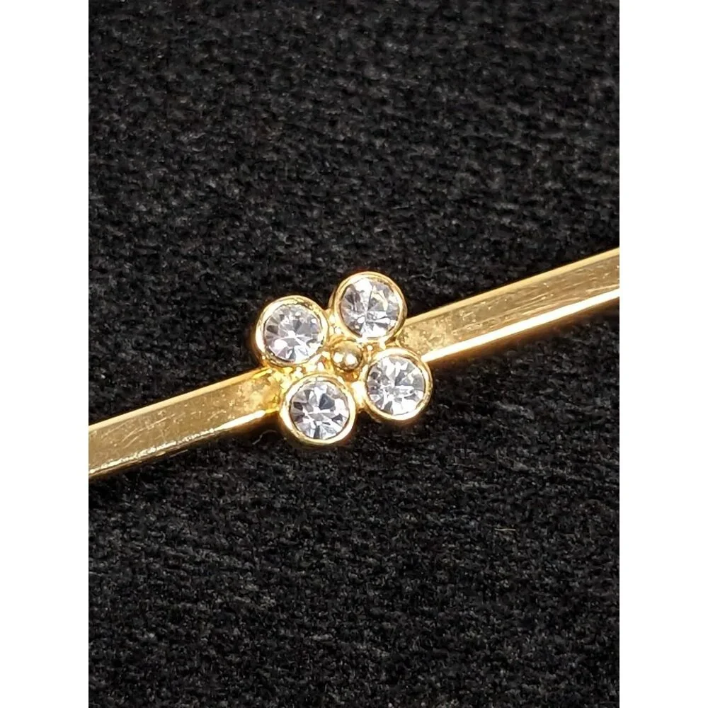 Vintage Avon Gold Tone Bar‎ Pin Rhinestone Brooch Art Deco Style